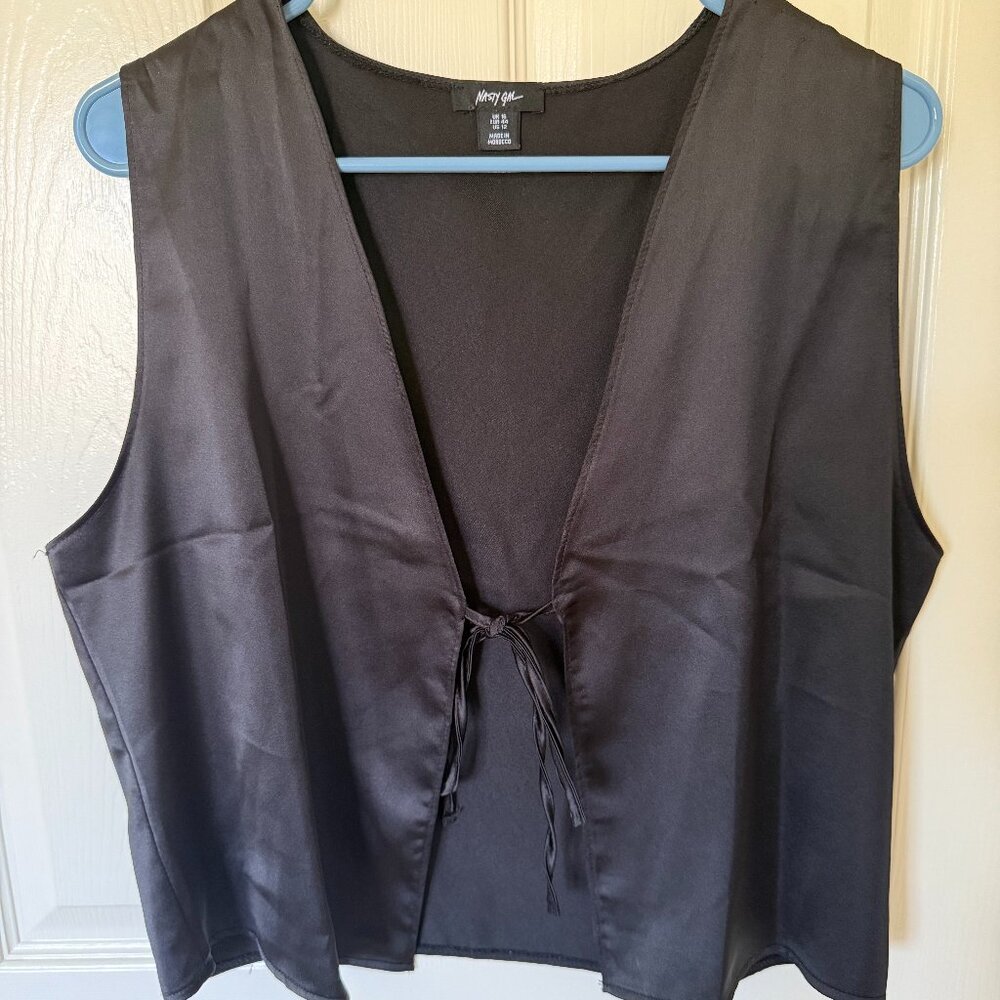 Satin Tie Front Blouse